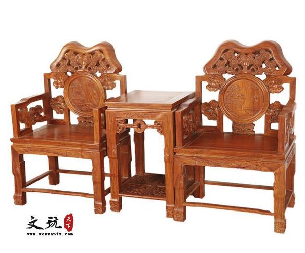 家具 红木家具灵芝椅太师椅三件套 明清古典实木客厅办公家具 产品